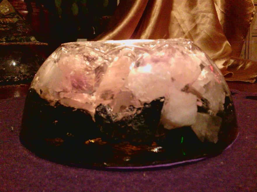 Amethist, Bergkristal, Shungiet Waxinelicht